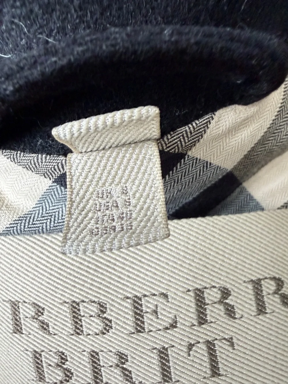 Burberry Black Wool Blend Coat with Signature Label - Picture 7 of 7
